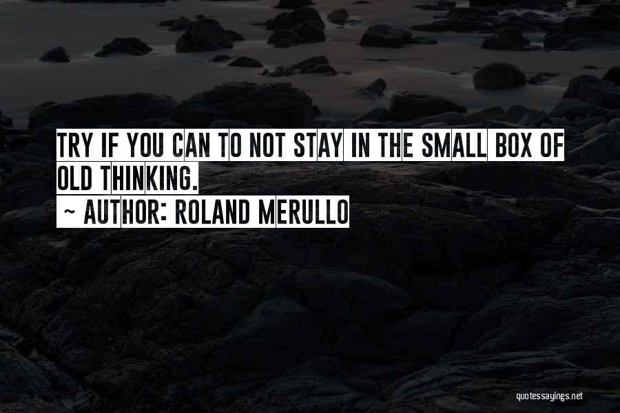 Roland Merullo Quotes: Try If You Can To Not Stay In The Small Box Of Old Thinking.