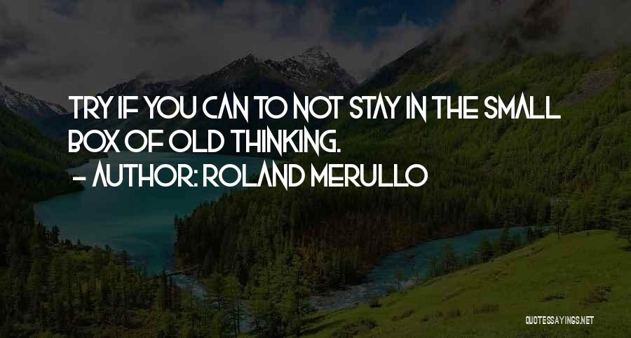 Roland Merullo Quotes: Try If You Can To Not Stay In The Small Box Of Old Thinking.