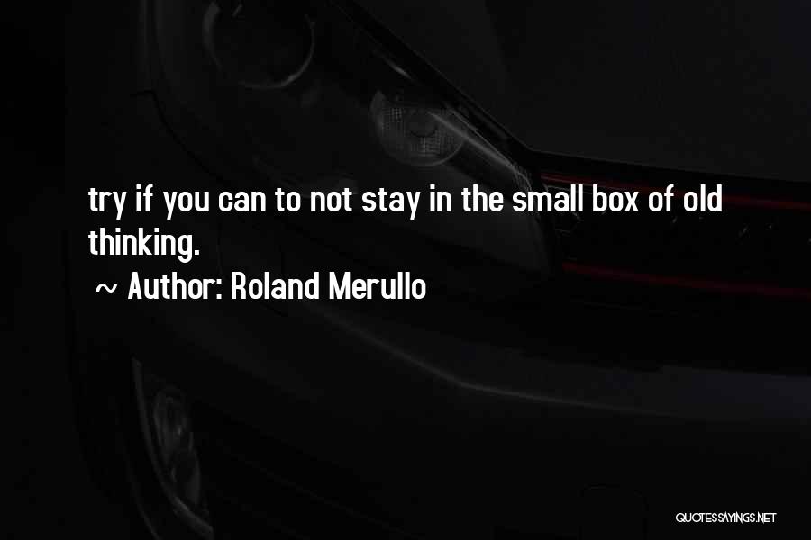 Roland Merullo Quotes: Try If You Can To Not Stay In The Small Box Of Old Thinking.