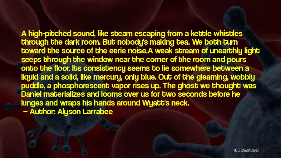 Alyson Larrabee Quotes: A High-pitched Sound, Like Steam Escaping From A Kettle Whistles Through The Dark Room. But Nobody's Making Tea. We Both