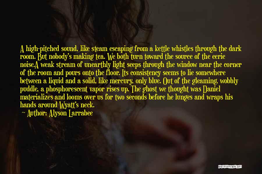 Alyson Larrabee Quotes: A High-pitched Sound, Like Steam Escaping From A Kettle Whistles Through The Dark Room. But Nobody's Making Tea. We Both