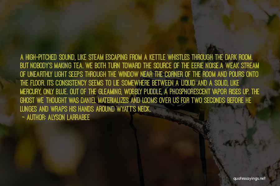 Alyson Larrabee Quotes: A High-pitched Sound, Like Steam Escaping From A Kettle Whistles Through The Dark Room. But Nobody's Making Tea. We Both