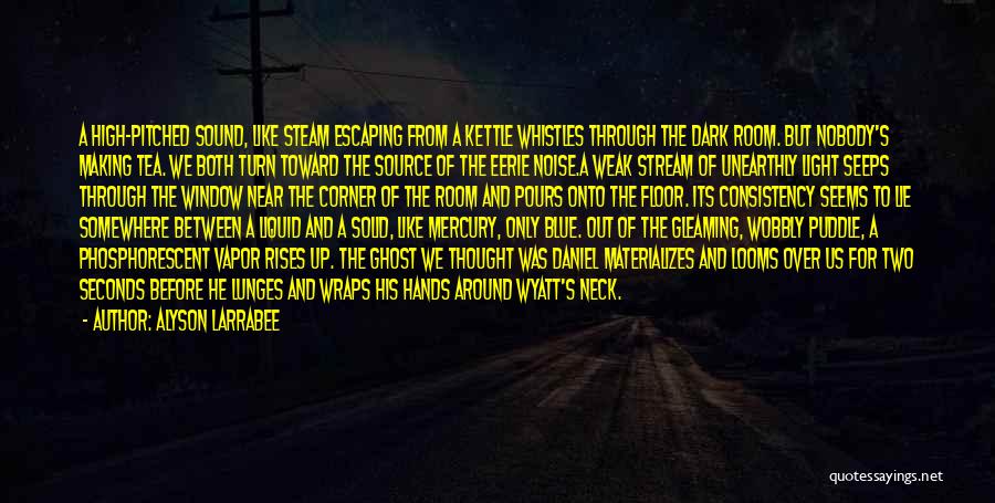 Alyson Larrabee Quotes: A High-pitched Sound, Like Steam Escaping From A Kettle Whistles Through The Dark Room. But Nobody's Making Tea. We Both