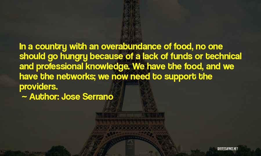 Jose Serrano Quotes: In A Country With An Overabundance Of Food, No One Should Go Hungry Because Of A Lack Of Funds Or