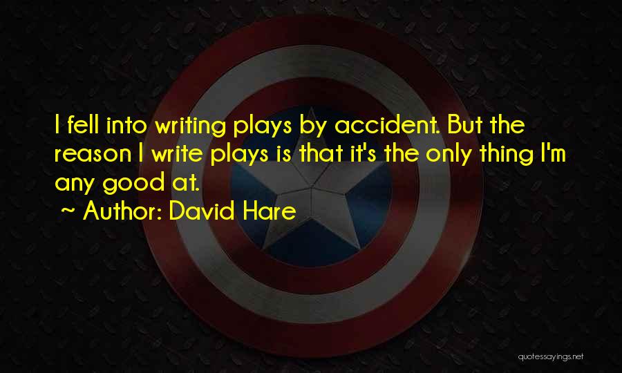 David Hare Quotes: I Fell Into Writing Plays By Accident. But The Reason I Write Plays Is That It's The Only Thing I'm