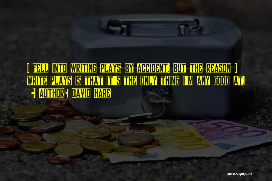 David Hare Quotes: I Fell Into Writing Plays By Accident. But The Reason I Write Plays Is That It's The Only Thing I'm