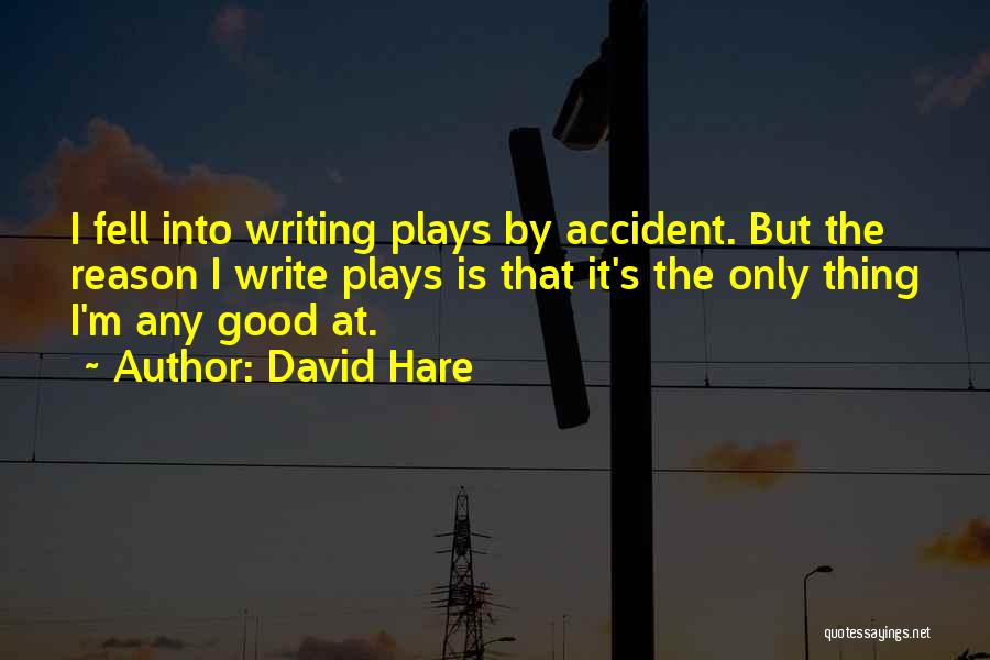 David Hare Quotes: I Fell Into Writing Plays By Accident. But The Reason I Write Plays Is That It's The Only Thing I'm