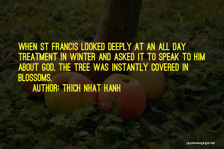Thich Nhat Hanh Quotes: When St Francis Looked Deeply At An All Day Treatment In Winter And Asked It To Speak To Him About
