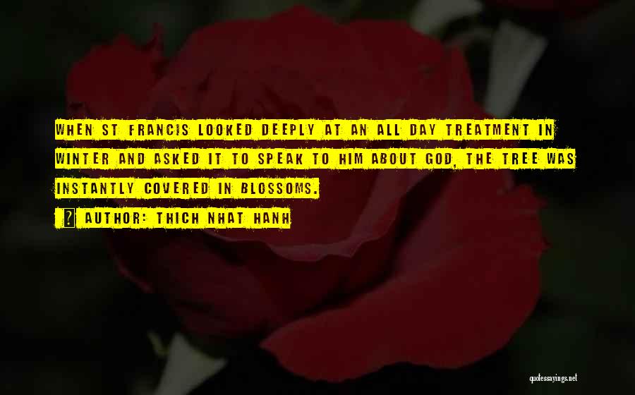 Thich Nhat Hanh Quotes: When St Francis Looked Deeply At An All Day Treatment In Winter And Asked It To Speak To Him About