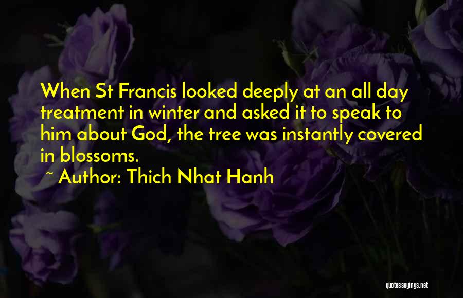 Thich Nhat Hanh Quotes: When St Francis Looked Deeply At An All Day Treatment In Winter And Asked It To Speak To Him About