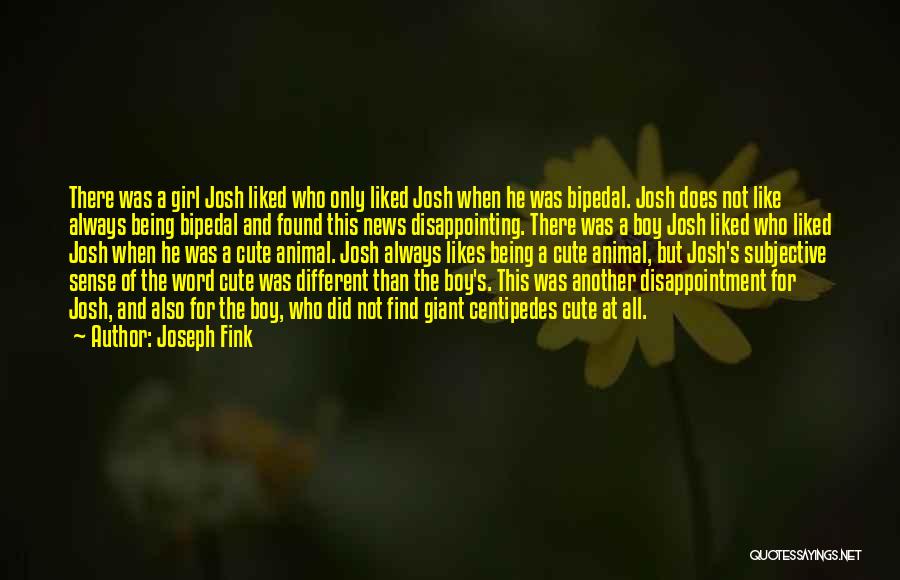 Joseph Fink Quotes: There Was A Girl Josh Liked Who Only Liked Josh When He Was Bipedal. Josh Does Not Like Always Being