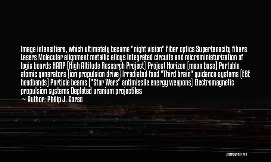 Philip J. Corso Quotes: Image Intensifiers, Which Ultimately Became Night Vision Fiber Optics Supertenacity Fibers Lasers Molecular Alignment Metallic Alloys Integrated Circuits And Microminiaturization