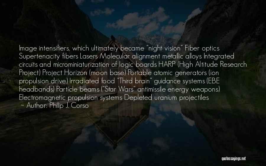 Philip J. Corso Quotes: Image Intensifiers, Which Ultimately Became Night Vision Fiber Optics Supertenacity Fibers Lasers Molecular Alignment Metallic Alloys Integrated Circuits And Microminiaturization