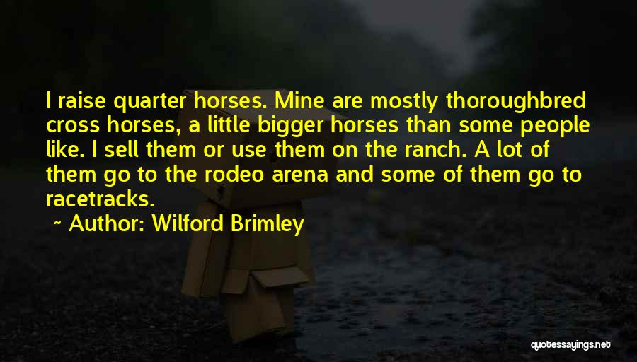 Wilford Brimley Quotes: I Raise Quarter Horses. Mine Are Mostly Thoroughbred Cross Horses, A Little Bigger Horses Than Some People Like. I Sell