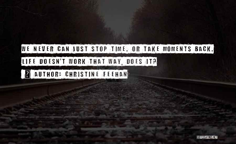 Christine Feehan Quotes: We Never Can Just Stop Time. Or Take Moments Back. Life Doesn't Work That Way, Does It?