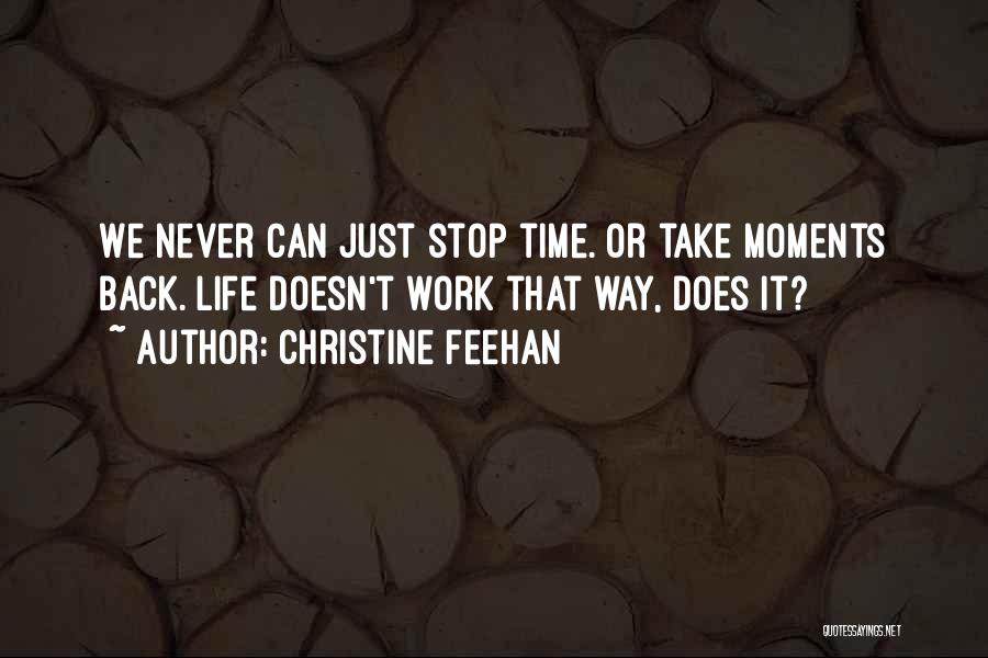 Christine Feehan Quotes: We Never Can Just Stop Time. Or Take Moments Back. Life Doesn't Work That Way, Does It?