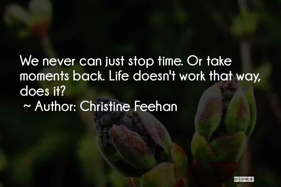 Christine Feehan Quotes: We Never Can Just Stop Time. Or Take Moments Back. Life Doesn't Work That Way, Does It?