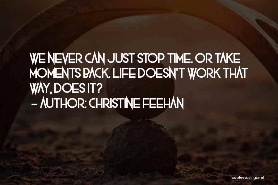 Christine Feehan Quotes: We Never Can Just Stop Time. Or Take Moments Back. Life Doesn't Work That Way, Does It?