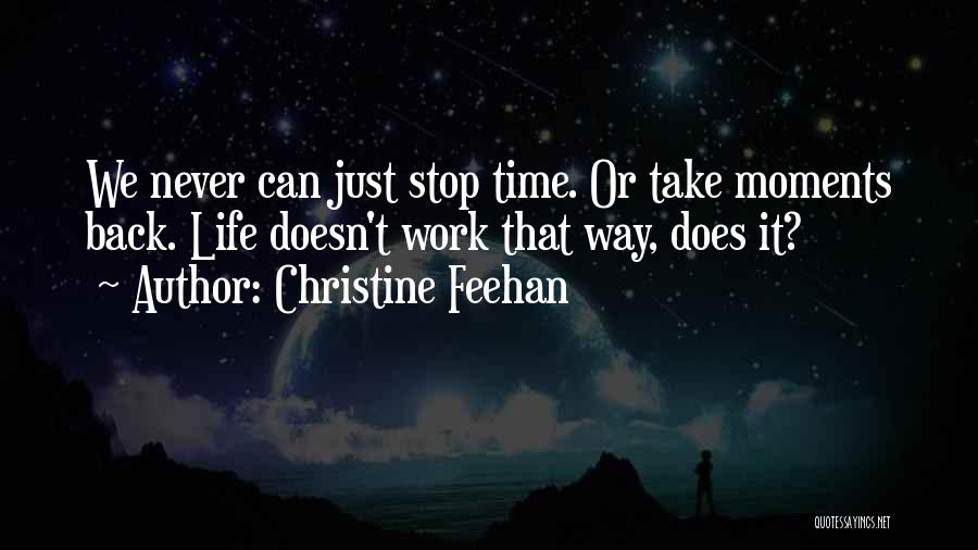 Christine Feehan Quotes: We Never Can Just Stop Time. Or Take Moments Back. Life Doesn't Work That Way, Does It?