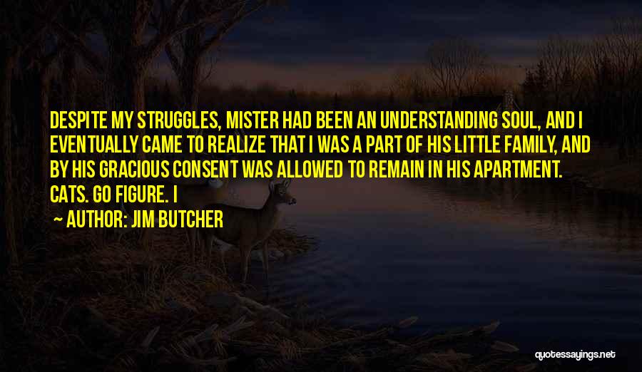 Jim Butcher Quotes: Despite My Struggles, Mister Had Been An Understanding Soul, And I Eventually Came To Realize That I Was A Part