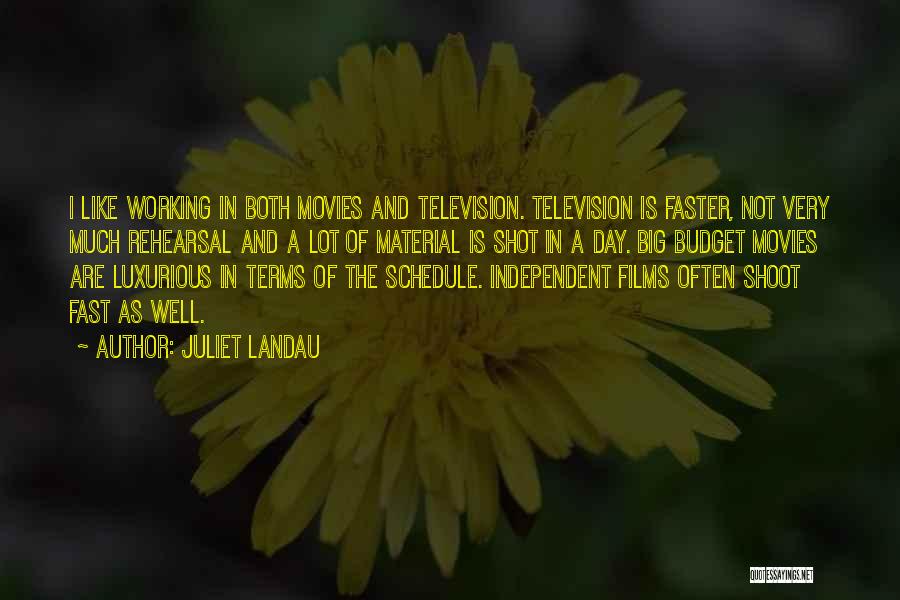 Juliet Landau Quotes: I Like Working In Both Movies And Television. Television Is Faster, Not Very Much Rehearsal And A Lot Of Material