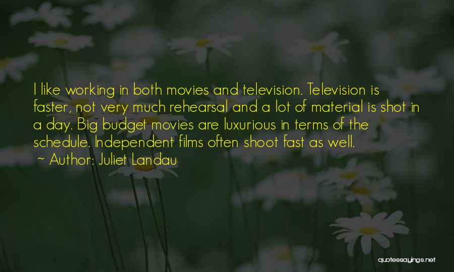 Juliet Landau Quotes: I Like Working In Both Movies And Television. Television Is Faster, Not Very Much Rehearsal And A Lot Of Material