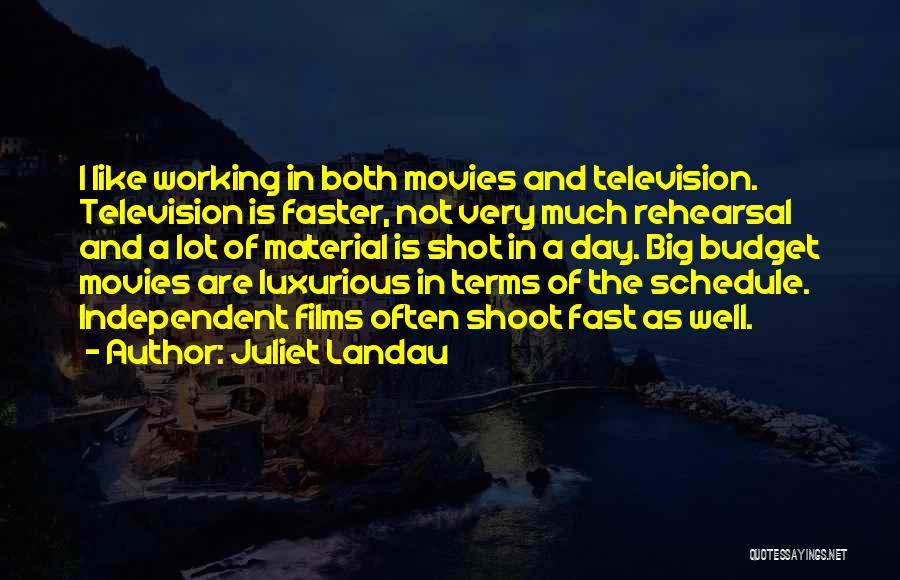 Juliet Landau Quotes: I Like Working In Both Movies And Television. Television Is Faster, Not Very Much Rehearsal And A Lot Of Material