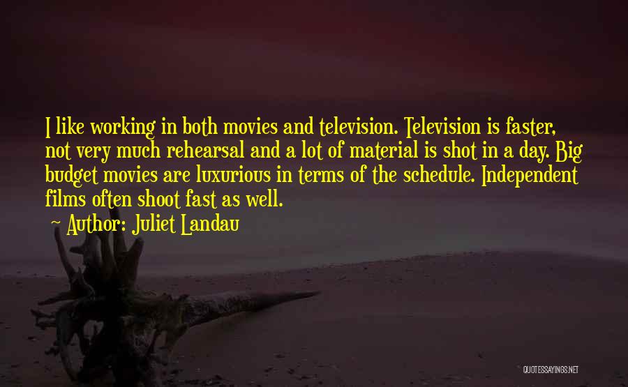 Juliet Landau Quotes: I Like Working In Both Movies And Television. Television Is Faster, Not Very Much Rehearsal And A Lot Of Material