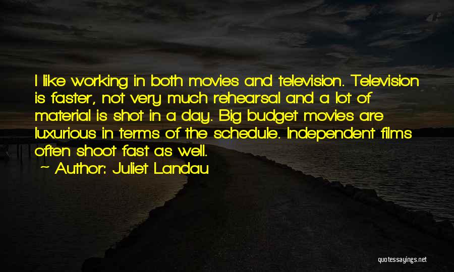 Juliet Landau Quotes: I Like Working In Both Movies And Television. Television Is Faster, Not Very Much Rehearsal And A Lot Of Material