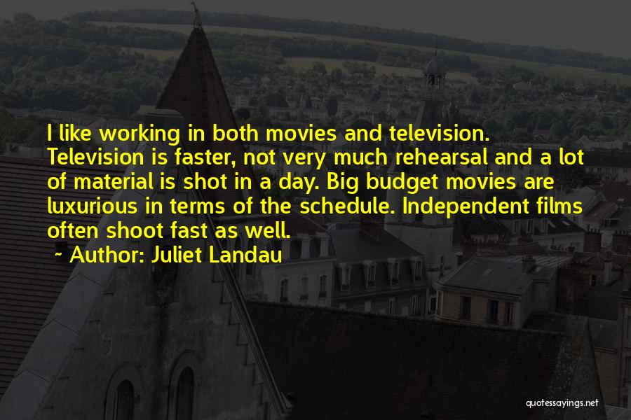 Juliet Landau Quotes: I Like Working In Both Movies And Television. Television Is Faster, Not Very Much Rehearsal And A Lot Of Material