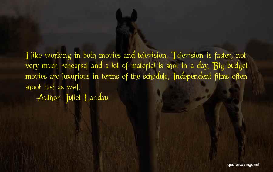 Juliet Landau Quotes: I Like Working In Both Movies And Television. Television Is Faster, Not Very Much Rehearsal And A Lot Of Material