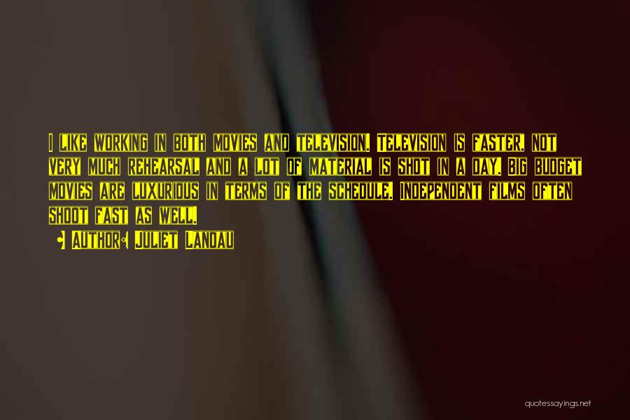 Juliet Landau Quotes: I Like Working In Both Movies And Television. Television Is Faster, Not Very Much Rehearsal And A Lot Of Material