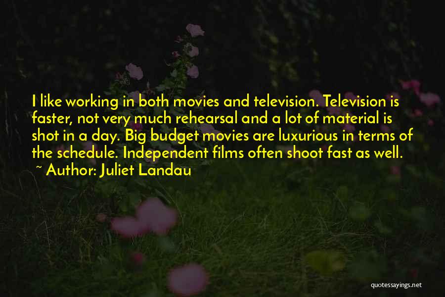 Juliet Landau Quotes: I Like Working In Both Movies And Television. Television Is Faster, Not Very Much Rehearsal And A Lot Of Material