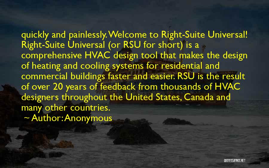 Anonymous Quotes: Quickly And Painlessly. Welcome To Right-suite Universal! Right-suite Universal (or Rsu For Short) Is A Comprehensive Hvac Design Tool That