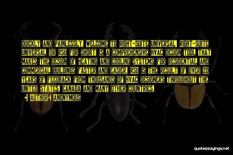 Anonymous Quotes: Quickly And Painlessly. Welcome To Right-suite Universal! Right-suite Universal (or Rsu For Short) Is A Comprehensive Hvac Design Tool That