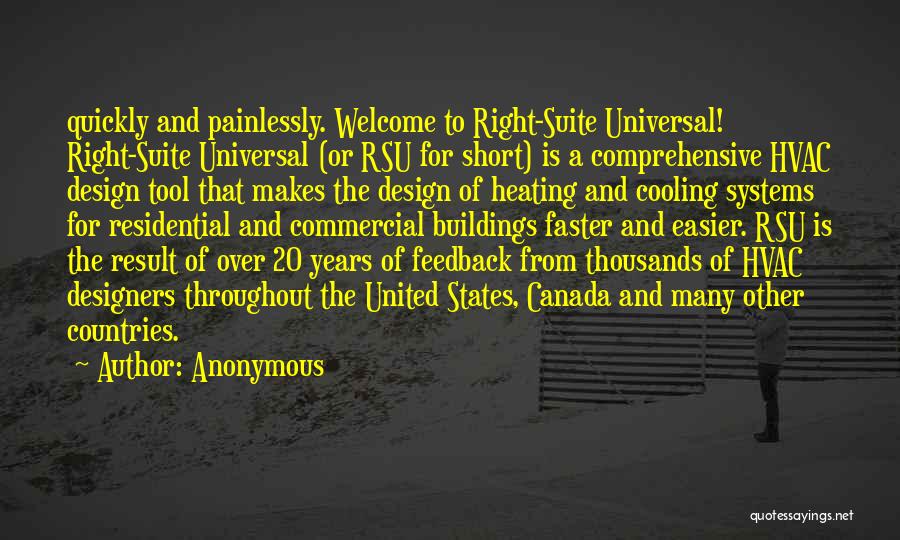 Anonymous Quotes: Quickly And Painlessly. Welcome To Right-suite Universal! Right-suite Universal (or Rsu For Short) Is A Comprehensive Hvac Design Tool That