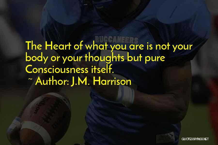 J.M. Harrison Quotes: The Heart Of What You Are Is Not Your Body Or Your Thoughts But Pure Consciousness Itself.