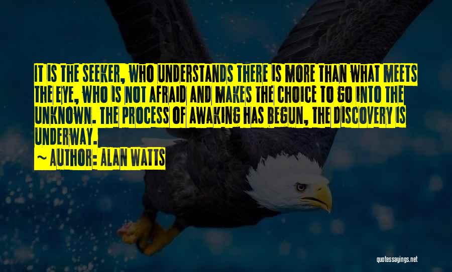 Alan Watts Quotes: It Is The Seeker, Who Understands There Is More Than What Meets The Eye, Who Is Not Afraid And Makes