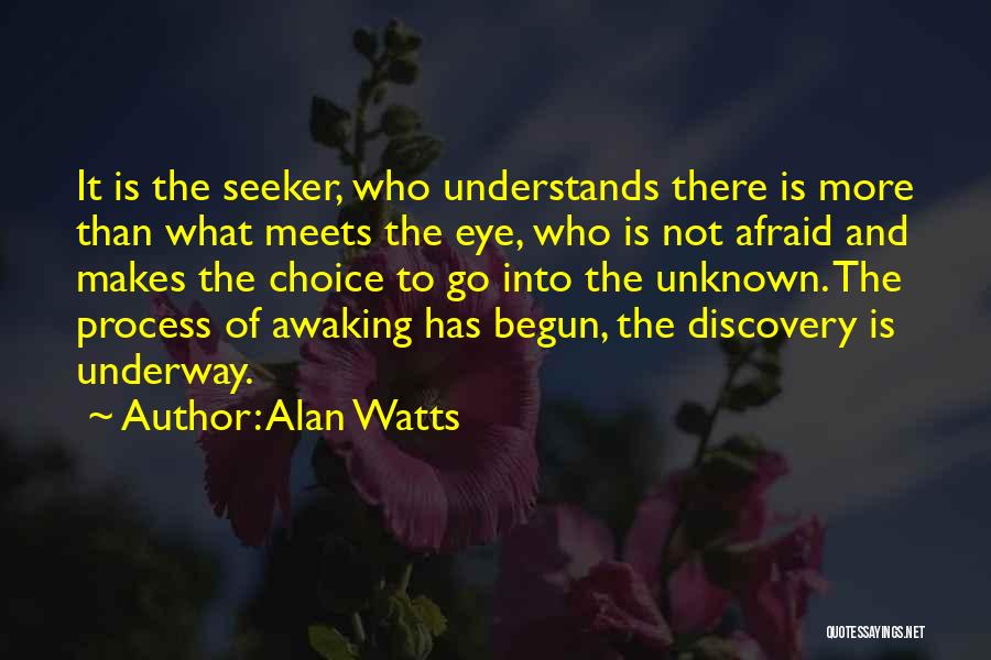 Alan Watts Quotes: It Is The Seeker, Who Understands There Is More Than What Meets The Eye, Who Is Not Afraid And Makes