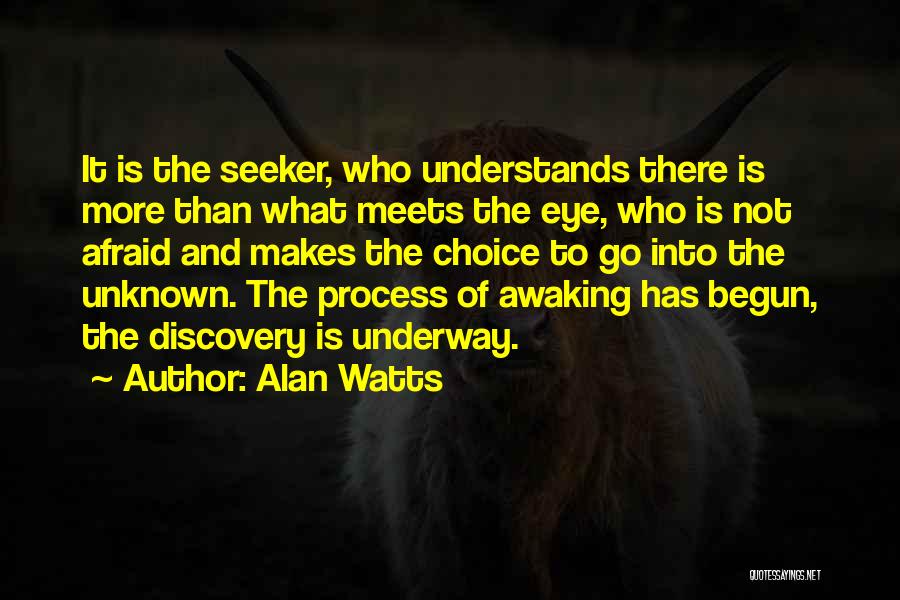 Alan Watts Quotes: It Is The Seeker, Who Understands There Is More Than What Meets The Eye, Who Is Not Afraid And Makes