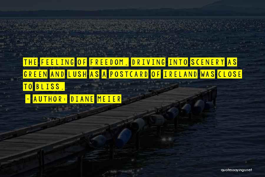 Diane Meier Quotes: The Feeling Of Freedom, Driving Into Scenery As Green And Lush As A Postcard Of Ireland Was Close To Bliss.