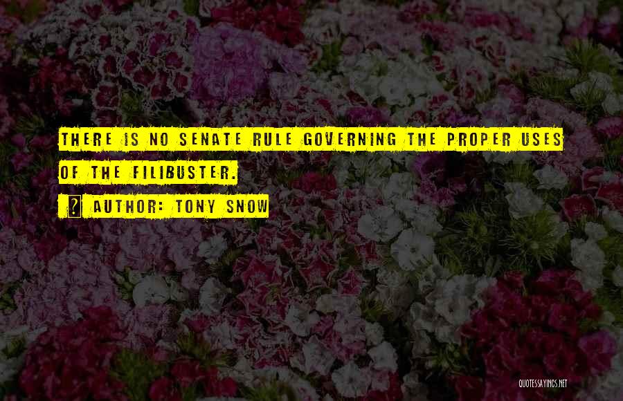 Tony Snow Quotes: There Is No Senate Rule Governing The Proper Uses Of The Filibuster.