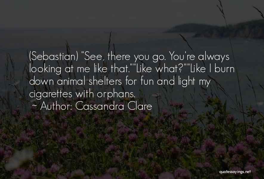 Cassandra Clare Quotes: (sebastian) See, There You Go. You're Always Looking At Me Like That.like What?like I Burn Down Animal Shelters For Fun