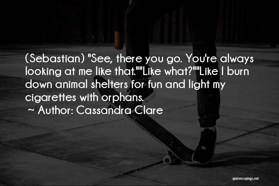 Cassandra Clare Quotes: (sebastian) See, There You Go. You're Always Looking At Me Like That.like What?like I Burn Down Animal Shelters For Fun