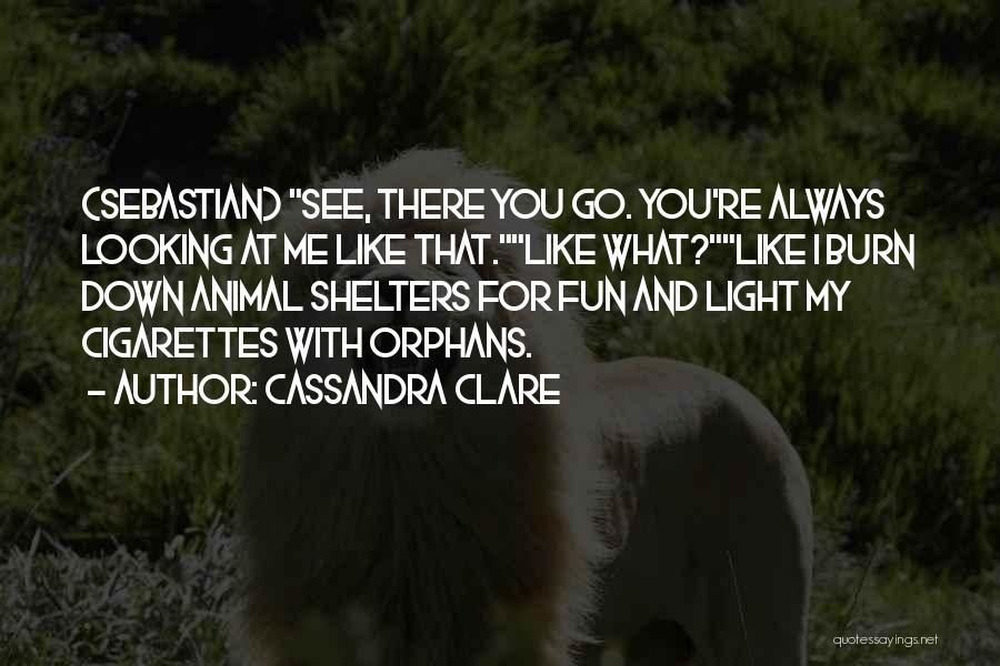 Cassandra Clare Quotes: (sebastian) See, There You Go. You're Always Looking At Me Like That.like What?like I Burn Down Animal Shelters For Fun