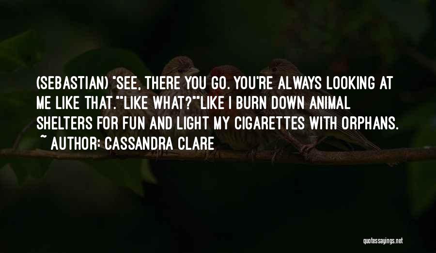 Cassandra Clare Quotes: (sebastian) See, There You Go. You're Always Looking At Me Like That.like What?like I Burn Down Animal Shelters For Fun