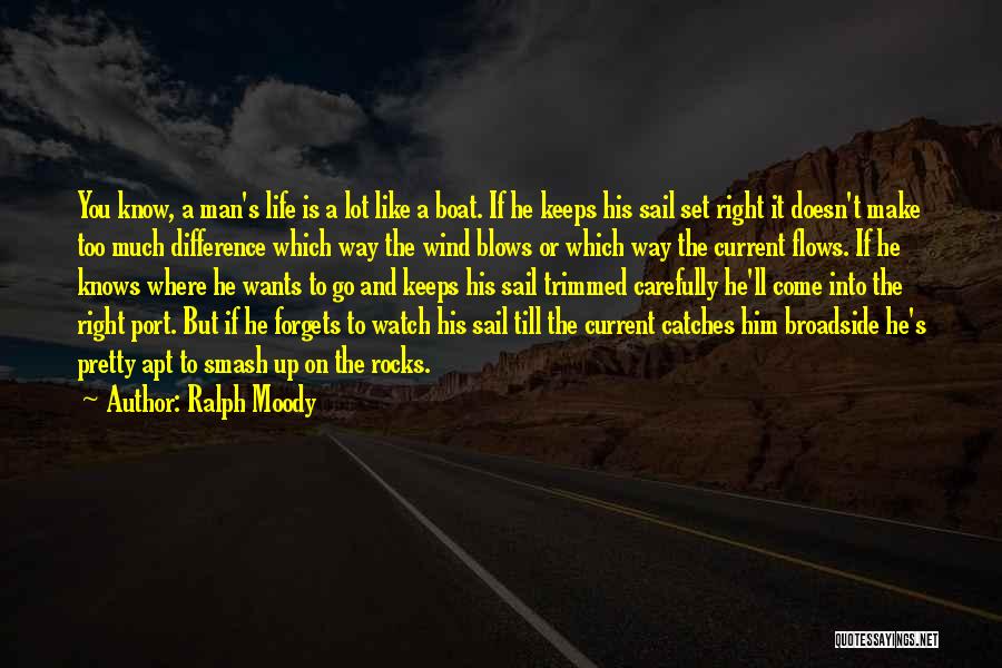 Ralph Moody Quotes: You Know, A Man's Life Is A Lot Like A Boat. If He Keeps His Sail Set Right It Doesn't