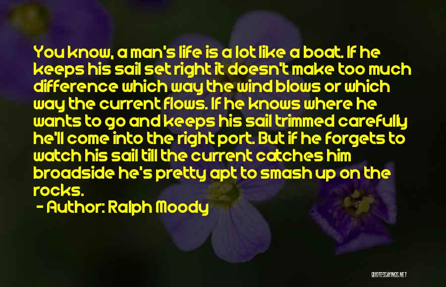 Ralph Moody Quotes: You Know, A Man's Life Is A Lot Like A Boat. If He Keeps His Sail Set Right It Doesn't