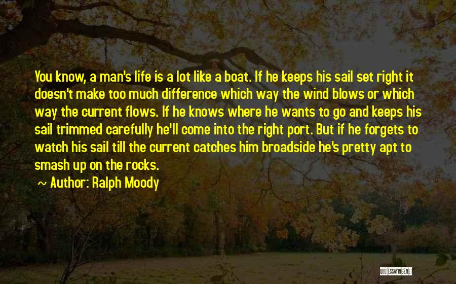 Ralph Moody Quotes: You Know, A Man's Life Is A Lot Like A Boat. If He Keeps His Sail Set Right It Doesn't