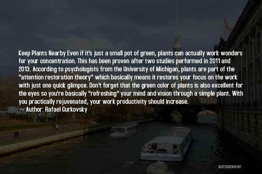 Rafael Gurkovsky Quotes: Keep Plants Nearby Even If It's Just A Small Pot Of Green, Plants Can Actually Work Wonders For Your Concentration.